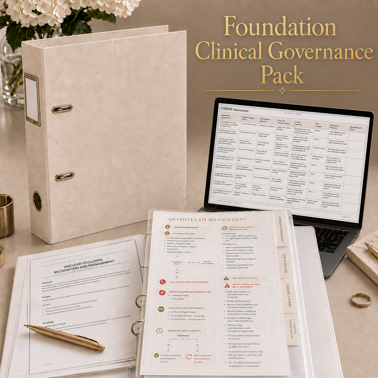 Aesthetics Unwrapped Foundation Clinical Governance Pack, over 40 SOPs, templates and emergency tools for UK aesthetic practitioners