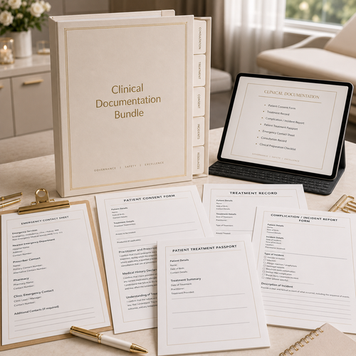 Aesthetics Unwrapped Clinical Documentation Bundle – editable clinical templates for aesthetic practitioners including consent forms and treatment records