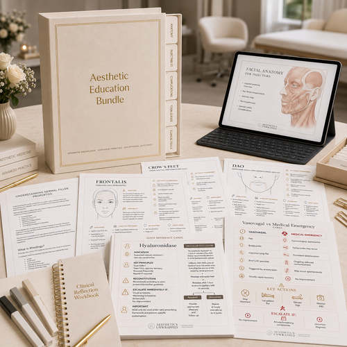 Aesthetics Unwrapped Clinical Education & Treatment Reference Bundle – professional treatment guides and anatomy references for aesthetic injectors