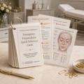 Aesthetics Unwrapped Practitioner Quick Reference Ring Pack – luxury A5 clinical reference cards for aesthetic treatment rooms covering complications and protocols